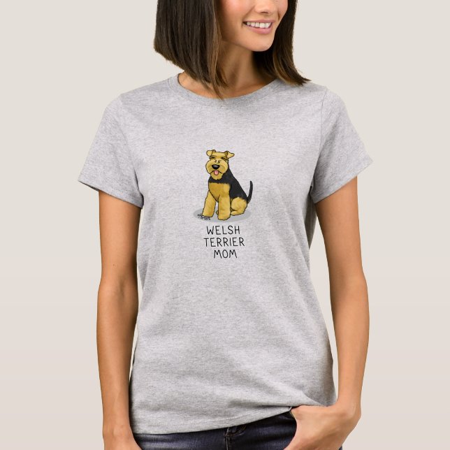 Camiseta Welsh Terrier Mãe - Cachorro Bonito Mãe (Frente)
