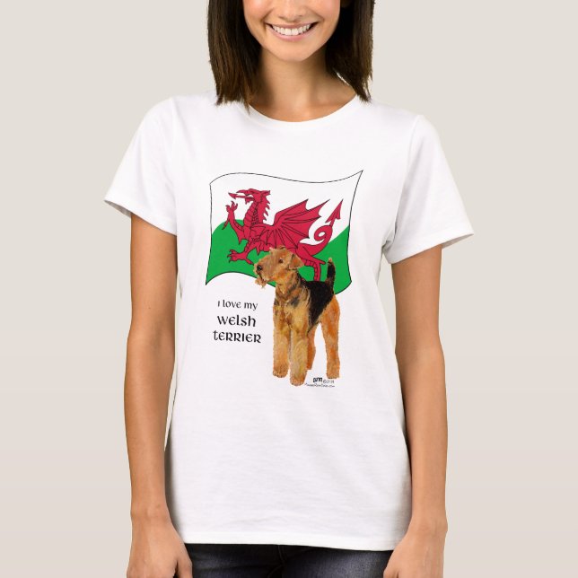 Camiseta Welsh Terrier Patriotic Wales (Frente)