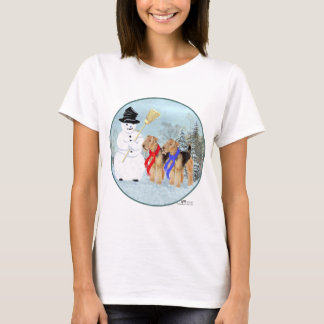 Camiseta Welsh Terriers com Boneco de Neve