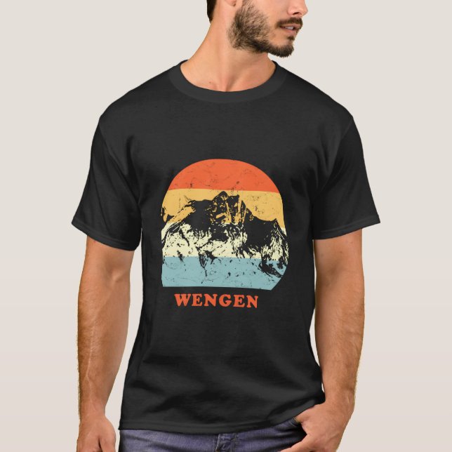 Camiseta Wengen Swiss Vintage Mountain Lovers Gif (Frente)