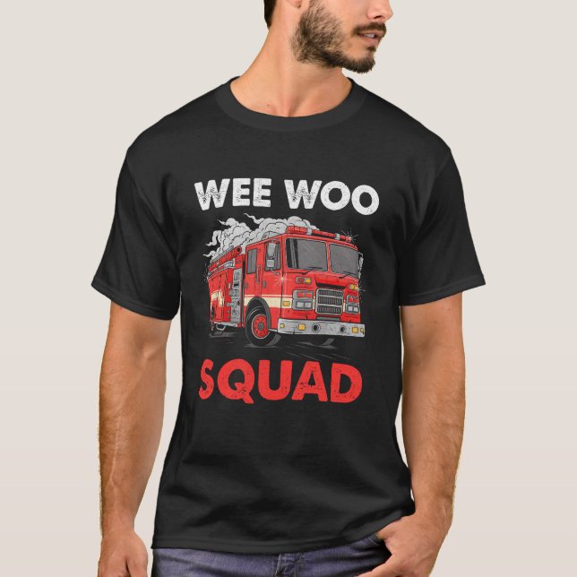 Camiseta Weo Woo Squad Engraçado Bombeiro Bombeador (Frente)