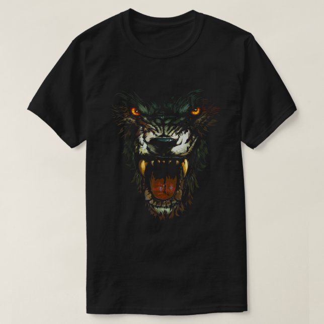 Camiseta Werewolf Face Lycan Gothic Horror Occult Scary Hal (Frente do Design)