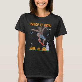 Camiseta Werewolf Skater Halloween Skateboarding Creep It R