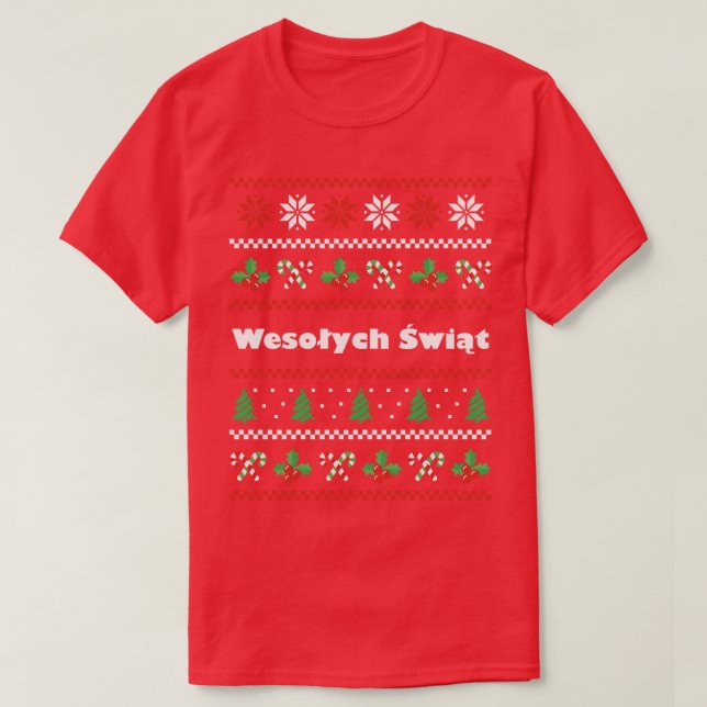 Camiseta Wesolych Swiat de Natal polonês (Frente do Design)
