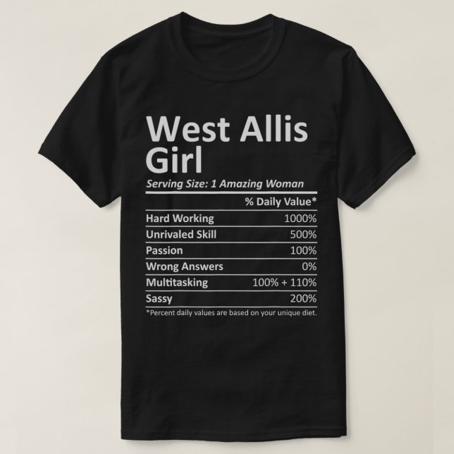 Camiseta WEST ALLIS GIRL WI WISCONSIN Funny City Home Roots (Frente do Design)