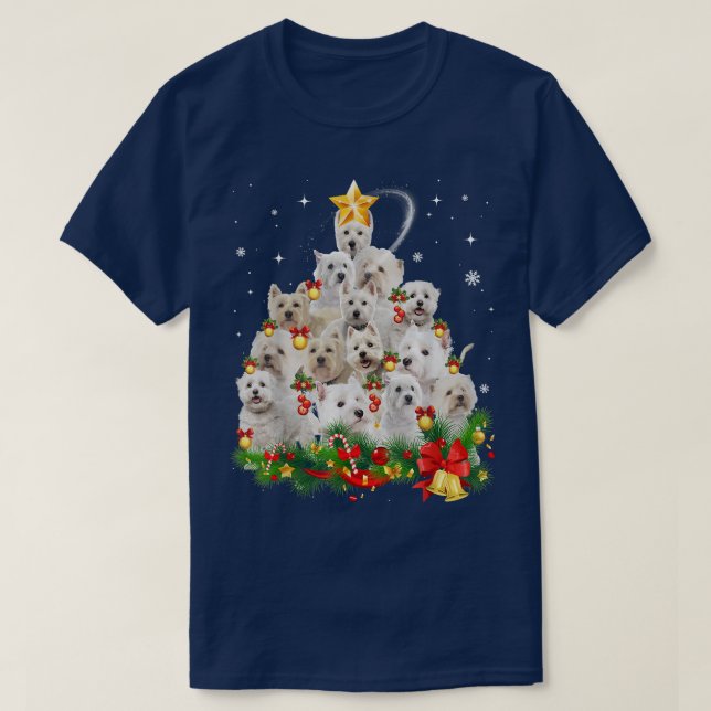 Camiseta West Highland White Terrier, Luzes de Árvore de Na (Frente do Design)