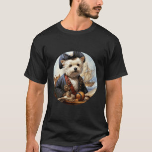 Camiseta West Highland White Terrier Pirata Engraçado Cão C