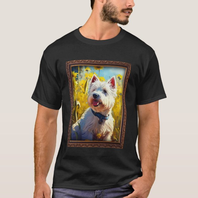 Camiseta West Highland White Terrier Westie pintando Sunflo (Frente)
