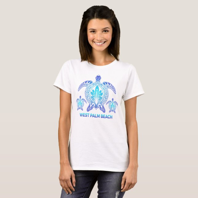 Camiseta West Palm Beach, Florida Blue Sea Turtle Souvenirs (Frente Completa)