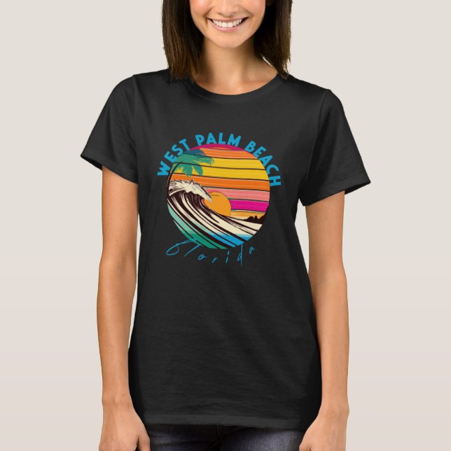 Camiseta West Palm Beach Retro 1980s Style Florida Beach (Frente)