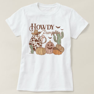 Camiseta Western Country Cowgirl Howdy Pumpkin Halloween