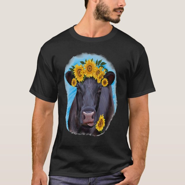Camiseta Western Country Farm Farmer Black Cow Angus Cow Su (Frente)
