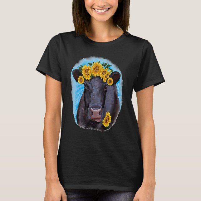 Camiseta Western Country Farm Farmer Black Cow Angus Cow Su (Frente)