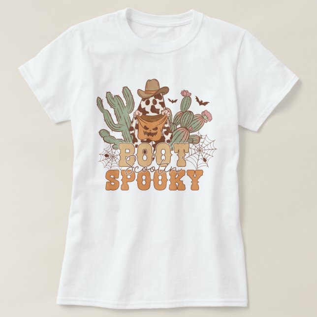 Camiseta Western Cowboy Boot Scootin Spooky Halloween (Frente do Design)