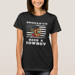 Camiseta Western Cowboy USA Bandeira Eu Deveria Ter Sido Co
