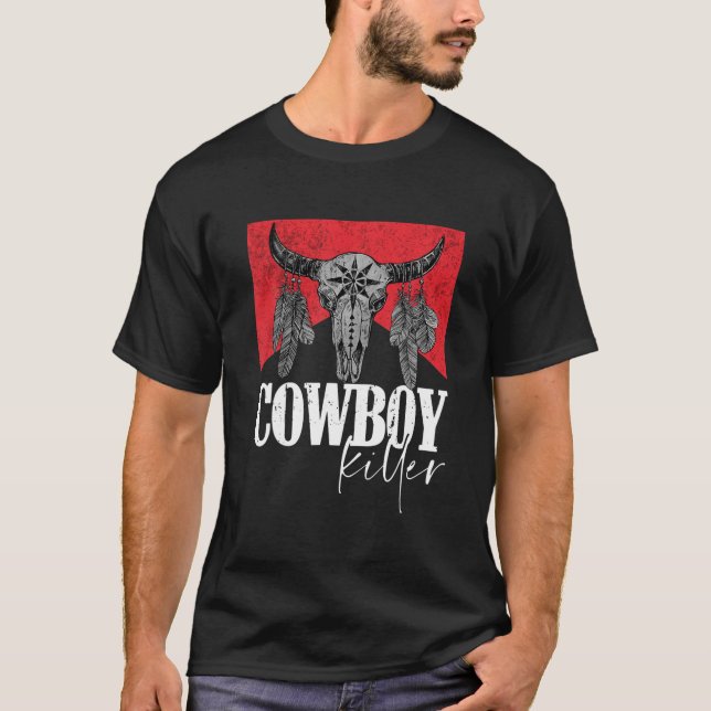 Camiseta Western Cowgirl Vintage Punchy Cowboy Killers Bull (Frente)