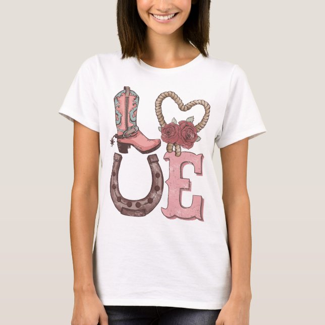 Camiseta Western Dia de os namorados Love (Frente)