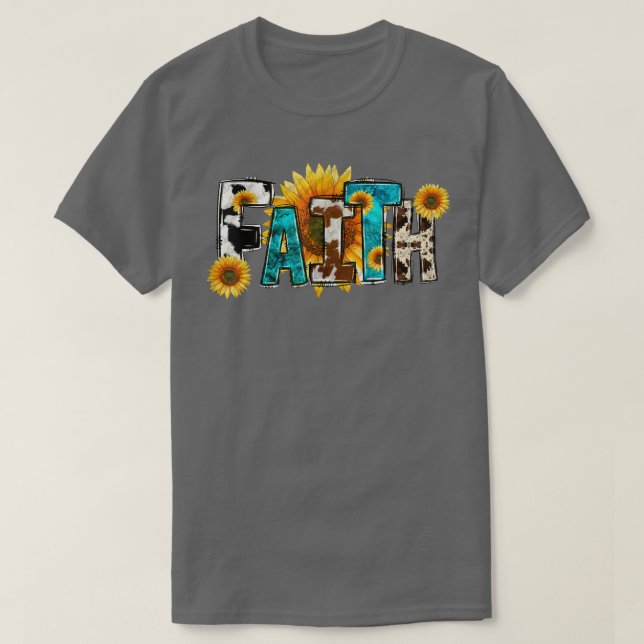 Camiseta Western Faith Cow Farm Christian Sunflower Jesus L (Frente do Design)