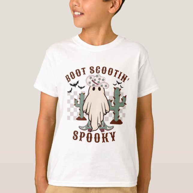 Camiseta Western Halloween Boot Scootin Spooky (Frente)