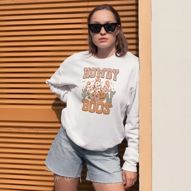 Camiseta Western Halloween "Howdy Boos" Fantasma Cowboy Hat (Criador carregado)