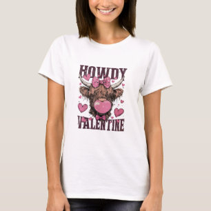 Camiseta Western Howdy Namorados Engraçado Highland Cow Val