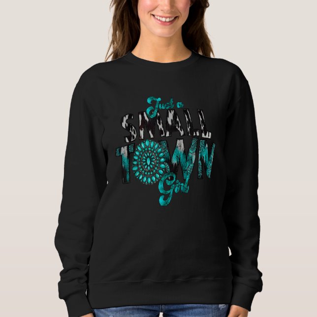 Camiseta Western Just a Small Town Girl Cowgirl Leopard (Frente)