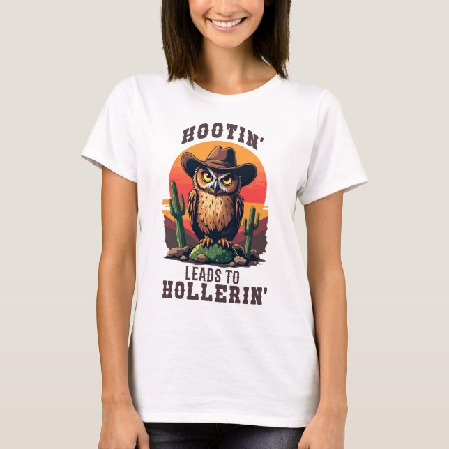 Camiseta Western Owl Hootin Leva Hollerin (Frente)
