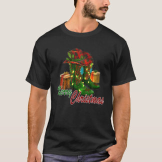 Camiseta Western Texas Cowboy Boots Hat Feliz Vaca de Natal