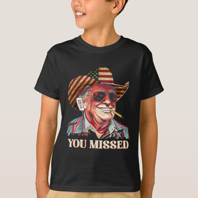 Camiseta Western Trump Cowboy You Missed American Flag Cowb (Frente)