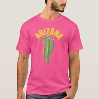 Camiseta WesternStyle Arizona Saguaro Gold Text State Flowe