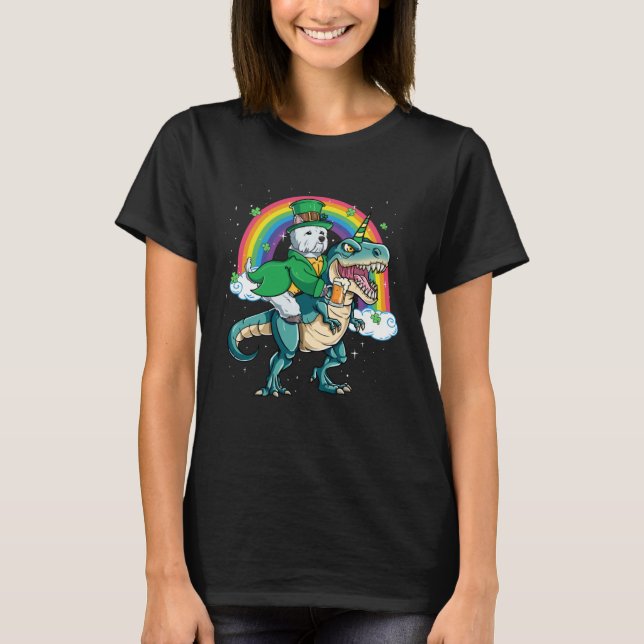 Camiseta Westie Beer Dino Rex Horn Rainbow Dog (Frente)