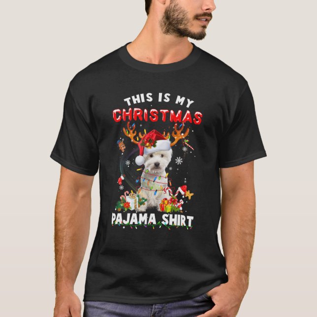 Camiseta Westie Christmas pajama, linda West Highland White (Frente)