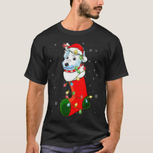 Camiseta Westie Christmas Tree Westie Santa Hat Lights Xmas