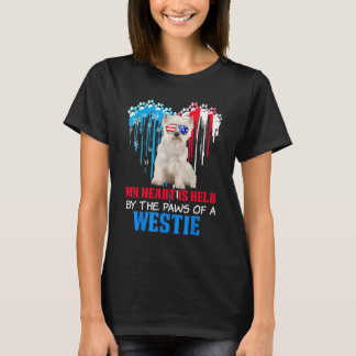 Camiseta Westie Dog Heart 4 de julho Cachorro USA Flag Men
