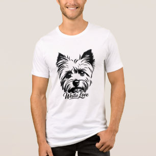 Camiseta Westie Love Silhueta Arte Linha Amante de