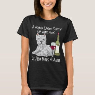 Camiseta Westie Mãe Vinho Cachorro Mãe Terra Ocidental Terr