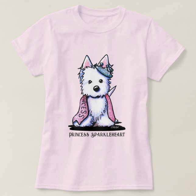 Camiseta Westie Princess SparkleHeart (Frente do Design)