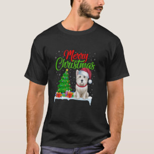 Camiseta Westin Dog Christmas Tree Luzes Engraçadas Xmas We