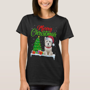 Camiseta Westin Dog Christmas Tree Luzes Engraçadas Xmas We