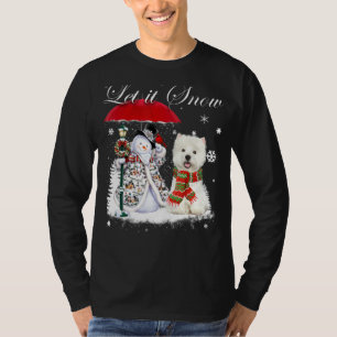 Camiseta Westis Papais noeis Cachorro Natal Snowman Xmas Pa