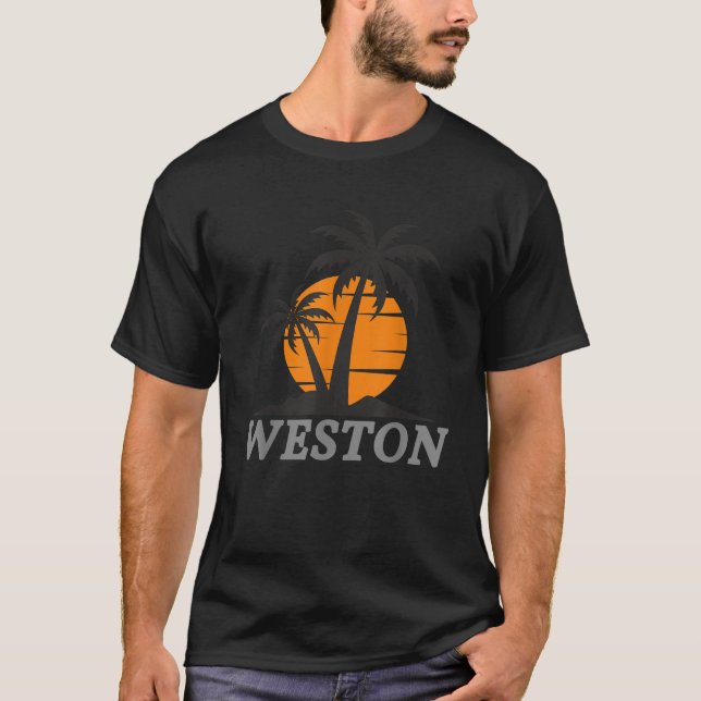 Camiseta Weston Florida Beach Vacing Palm Retro (Frente)