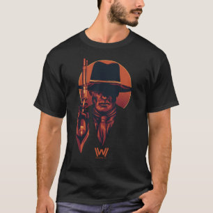 Camiseta Westworld   Homem de preto com revólver