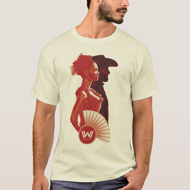 Camiseta Westworld | Retrato De Estêncil Maeve & Hector (Frente)