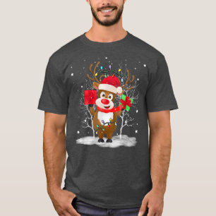 Camiseta Wg3 Reindeer Engraçado Luzes de Natal Feliz Natal
