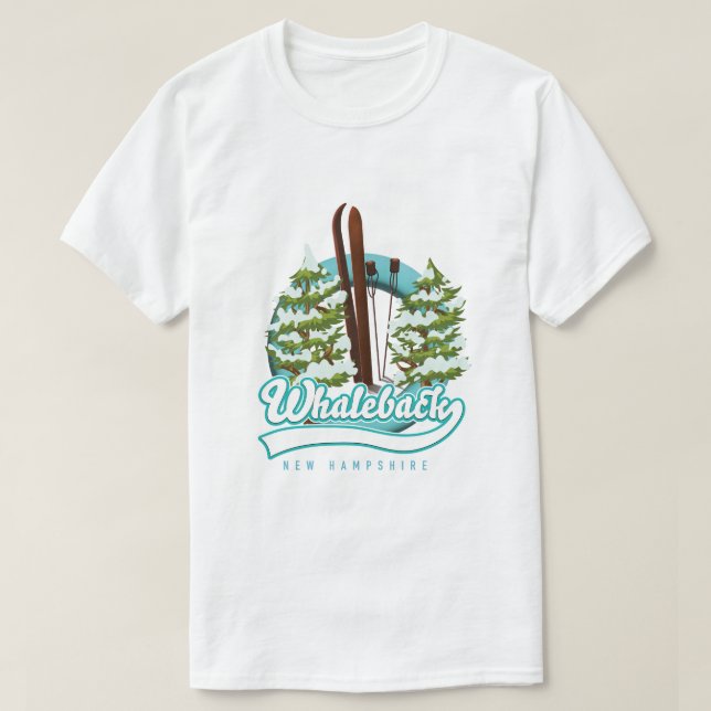 Camiseta Whaleback New Hampshire - logótipo de esqui retrô (Frente do Design)