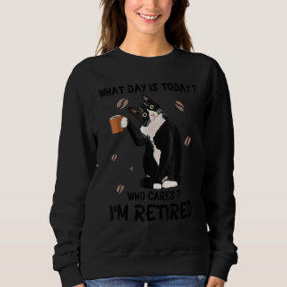 Camiseta What Day Is Today Who Cares I'm Retired Cat  Coffe