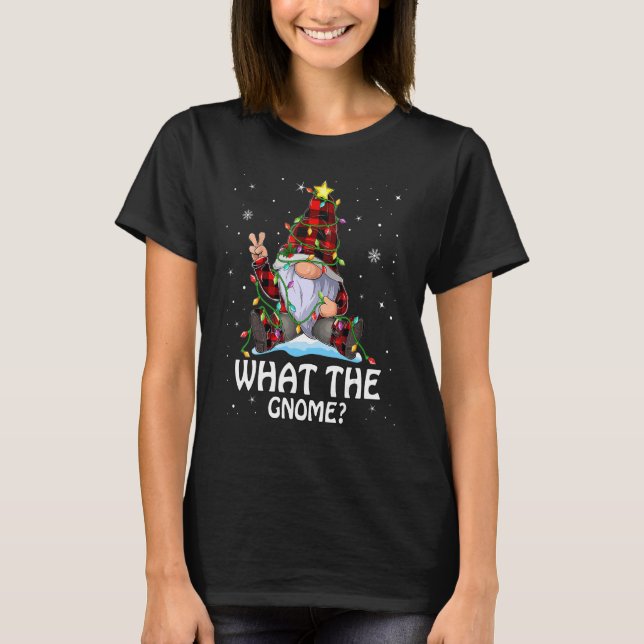 Camiseta What The Gnome Buffalo Plaid Matching Christmas Tr (Frente)