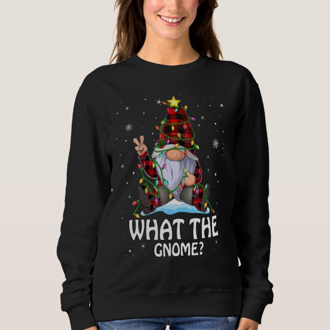 Camiseta What The Gnome Buffalo Plaid Matching Christmas Tr (Frente)