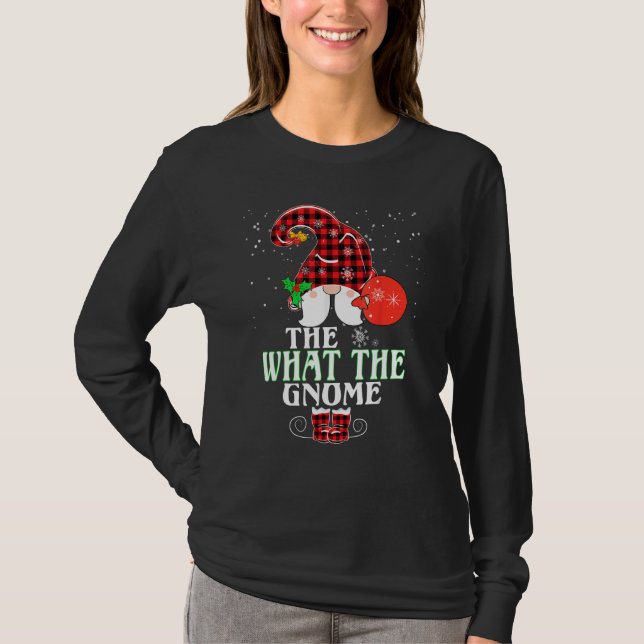 Camiseta What The Gnome Buffalo Plaid Matching Family Chris (Frente)