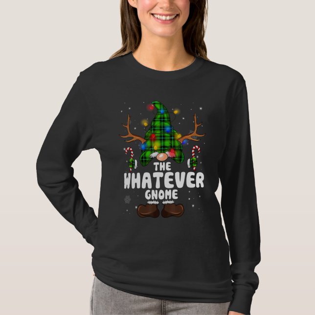 Camiseta Whatever Gnome Reindeer Christmas Lights Pajama Fa (Frente)